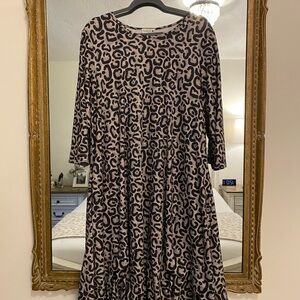 Chic Long Sleeve Leopard Print Dress